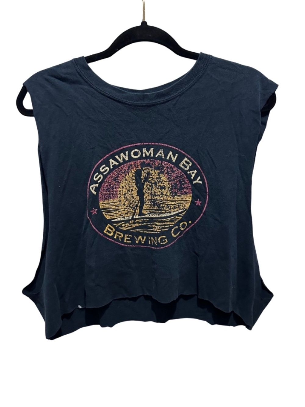 Women's Black Crop-top assawoman bay brewing co. muscle tank